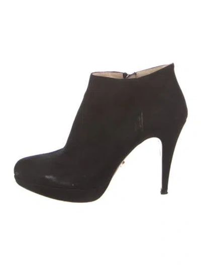 Pre-owned Prada Suede Boots In Black