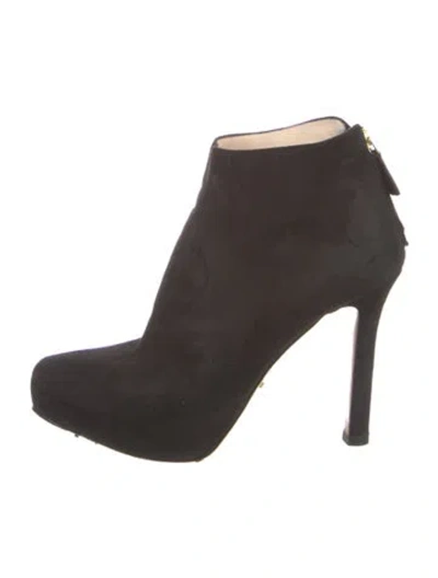 Pre-owned Prada Suede Boots In Black