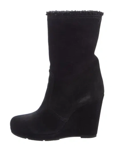 Pre-owned Prada Suede Boots In Black