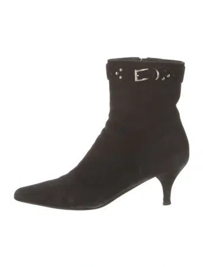 Pre-owned Prada Suede Boots In Black