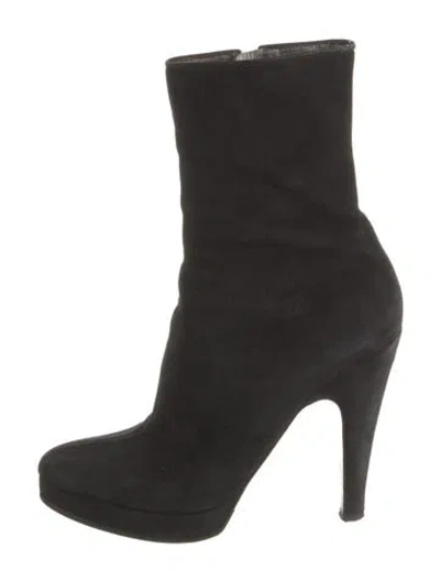Pre-owned Prada Suede Boots In Black