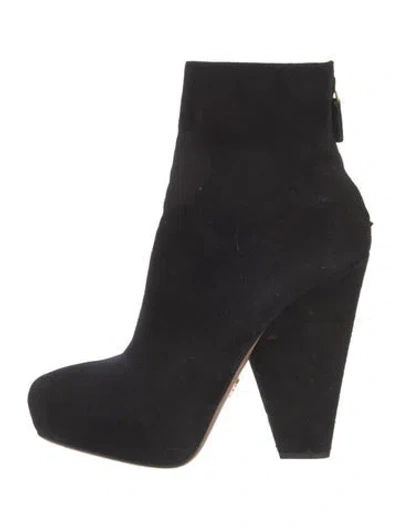Pre-owned Prada Suede Boots In Black
