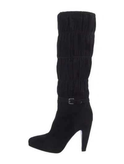 Pre-owned Prada Suede Boots In Black