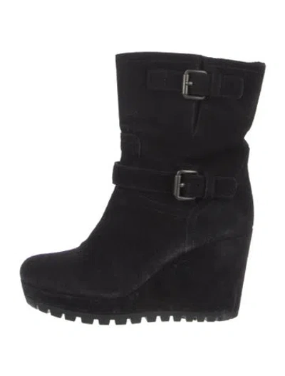 Pre-owned Prada Suede Boots In Black