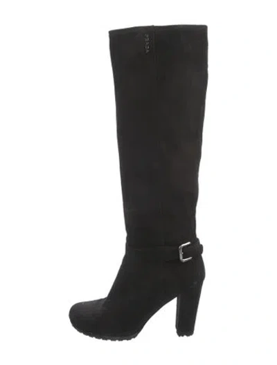 Pre-owned Prada Suede Boots In Black