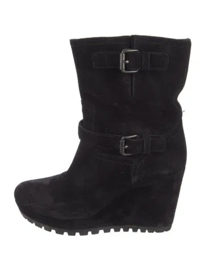 Pre-owned Prada Suede Boots In Black