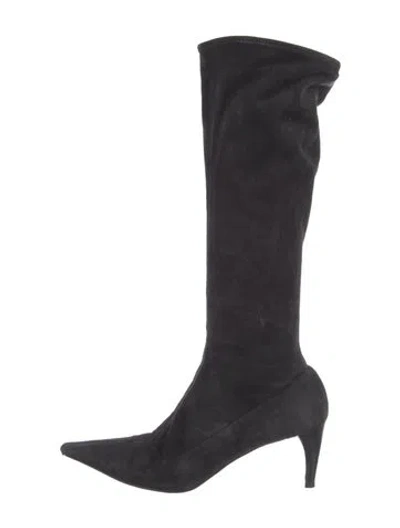 Pre-owned Prada Suede Boots In Black