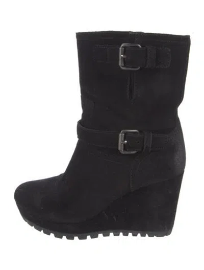 Pre-owned Prada Suede Boots In Black