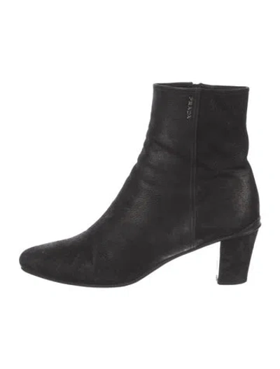 Pre-owned Prada Suede Boots In Black