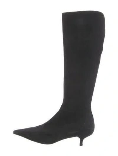 Pre-owned Prada Suede Boots In Black