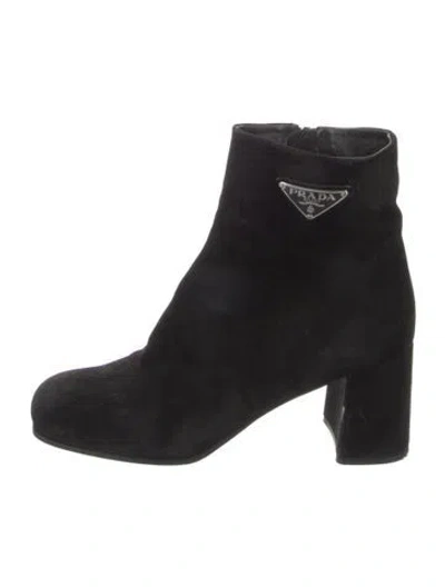 Pre-owned Prada Suede Boots In Black