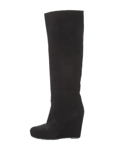 Pre-owned Prada Suede Boots In Black