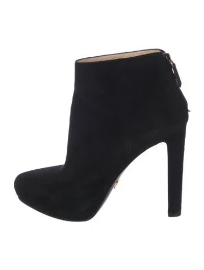 Pre-owned Prada Suede Boots In Black