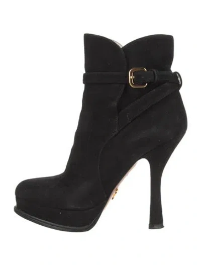 Pre-owned Prada Suede Boots In Black