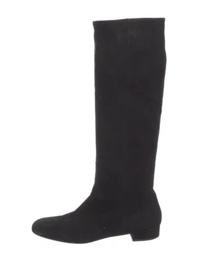 Pre-owned Prada Suede Boots In Black