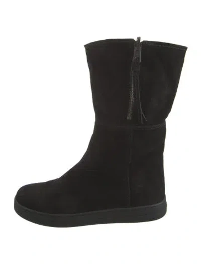 Pre-owned Prada Suede Boots In Black