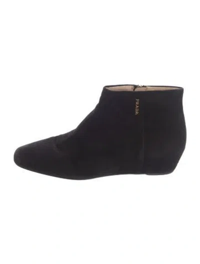 Pre-owned Prada Suede Boots In Black