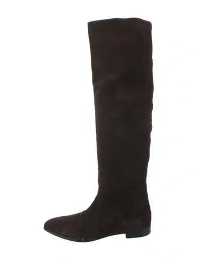 Pre-owned Prada Suede Boots In Black