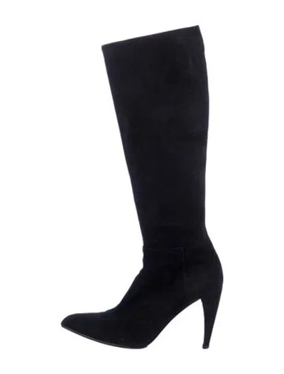Pre-owned Prada Suede Boots In Black