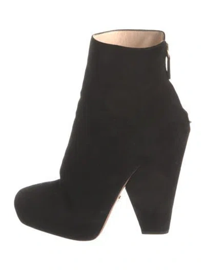 Pre-owned Prada Suede Boots In Black