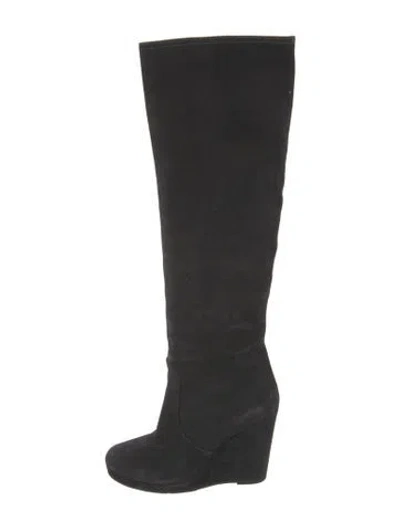 Pre-owned Prada Suede Boots In Black