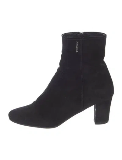 Pre-owned Prada Suede Boots In Black