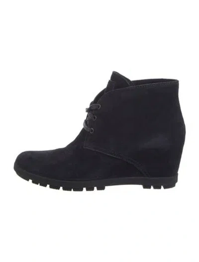 Pre-owned Prada Suede Boots In Black