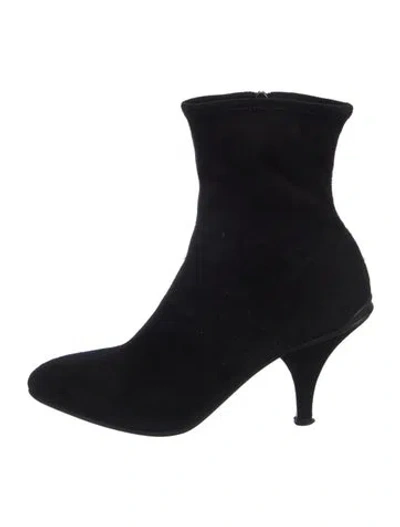 Pre-owned Prada Suede Boots In Black