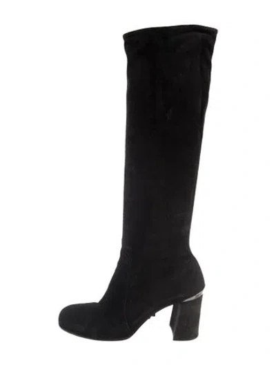 Pre-owned Prada Suede Boots In Black