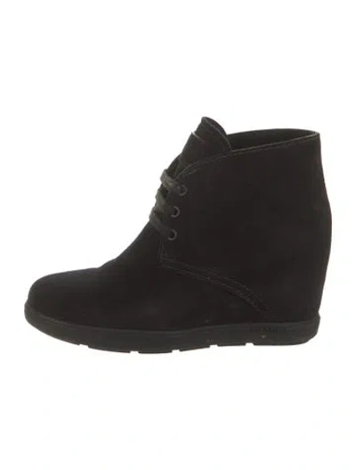 Pre-owned Prada Suede Boots In Black