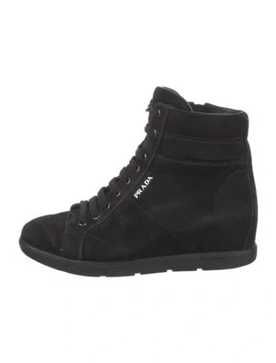 Pre-owned Prada Suede Boots In Black
