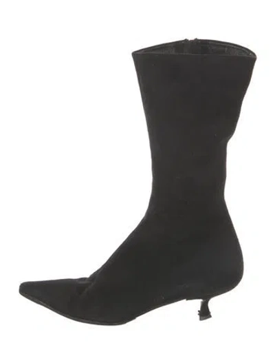 Pre-owned Prada Suede Boots In Black