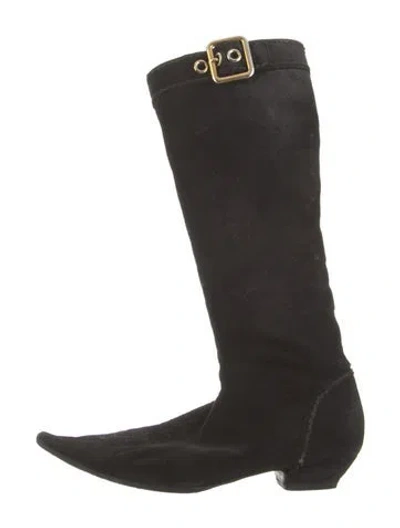 Pre-owned Prada Suede Boots In Black