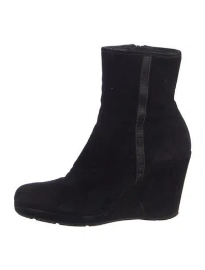 Pre-owned Prada Suede Boots In Black
