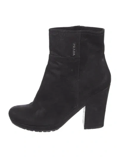Pre-owned Prada Suede Boots In Black