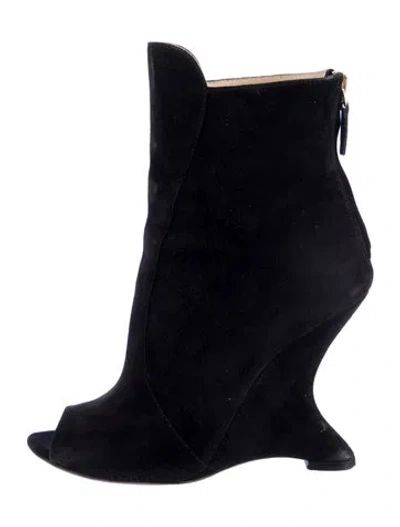 Pre-owned Prada Suede Boots In Black/blue