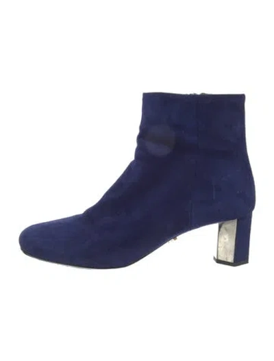 Pre-owned Prada Suede Boots In Blue