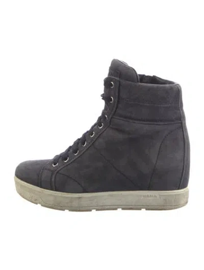 Pre-owned Prada Suede Boots In Blue