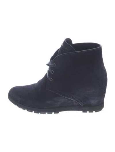 Pre-owned Prada Suede Boots In Blue