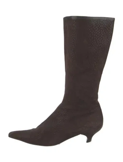 Pre-owned Prada Suede Boots In Brown