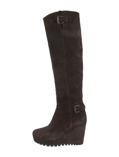 Pre-owned Prada Suede Boots In Brown