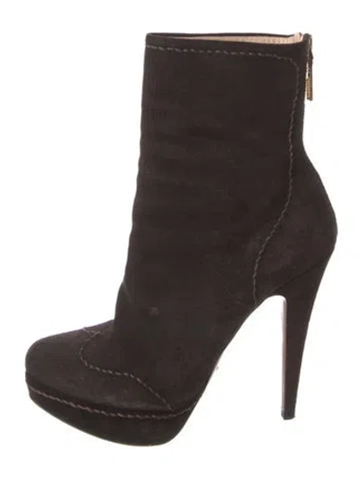 Pre-owned Prada Suede Boots In Brown