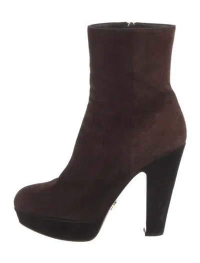 Pre-owned Prada Suede Boots In Brown