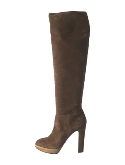 Pre-owned Prada Suede Boots In Brown