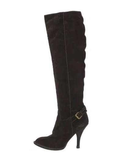 Pre-owned Prada Suede Boots In Brown