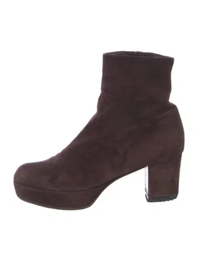 Pre-owned Prada Suede Boots In Brown