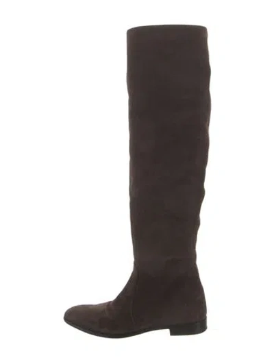 Pre-owned Prada Suede Boots In Brown
