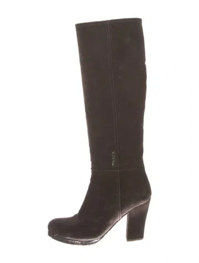 Pre-owned Prada Suede Boots In Brown