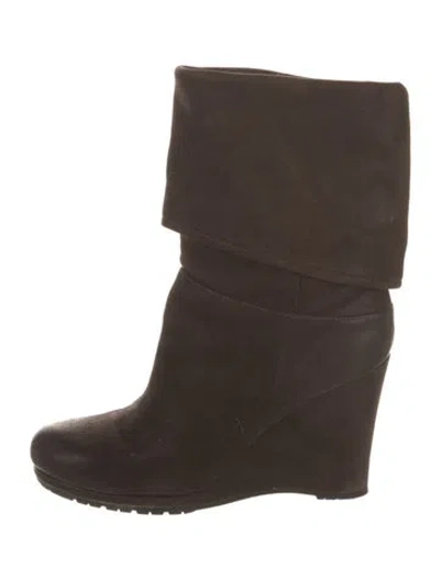 Pre-owned Prada Suede Boots In Brown