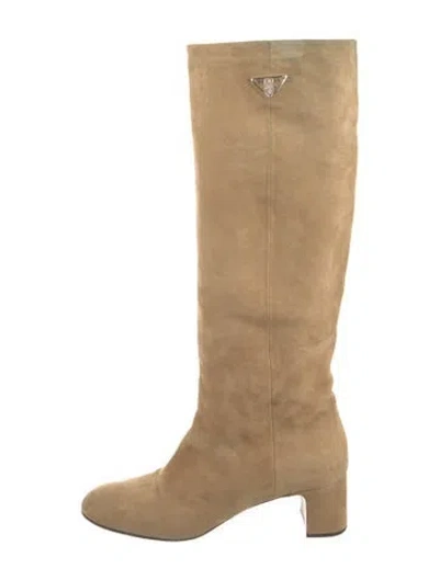 Pre-owned Prada Suede Boots In Brown